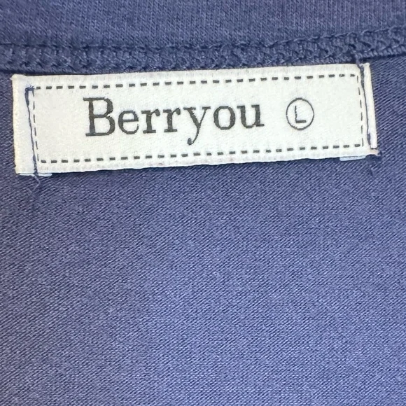 Berryou Navy Blue Cold Shoulder Dress Size L☀️ - Picture 11 of 12